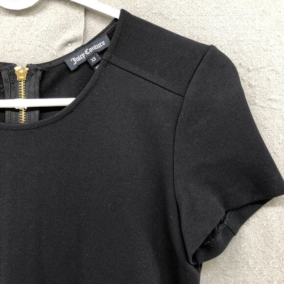 Juicy Couture Mini Dress XS Black Short Sleeve Fit Flare Formal Cocktail - Picture 6 of 11